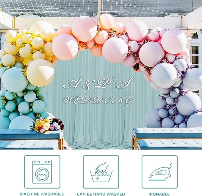 MEETSKY Light Green Backdrop Curtains 10ft x 10ft for Wedding Birthday Baby Shower Photography Backdrop Fabric Curtains Drapes Rod Pocket Light Filtering Window Drapes, 5ft x 10ft, 2 Panels