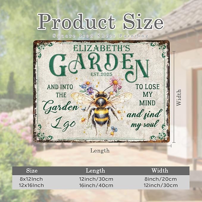 Custom Sign, Personalized Metal Signs, Customize for Office, Business, Workplace, Office, Home, Delivery Signs, Metal Sign With Your Own Image, Text,Photo, Pets, Kids Art Made in USA (Garden 01)