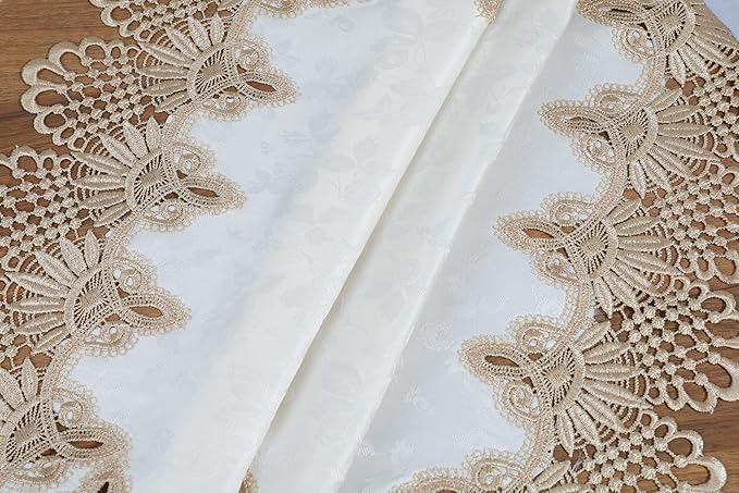 vctops Damask Lace Patchwork Tablecloth Luxury Square Small Table Cover Elegant Floral Embroidered Lace Table Cloth for Party Kitchen Dinning Picnic Decoration (Type B,22"x22")
