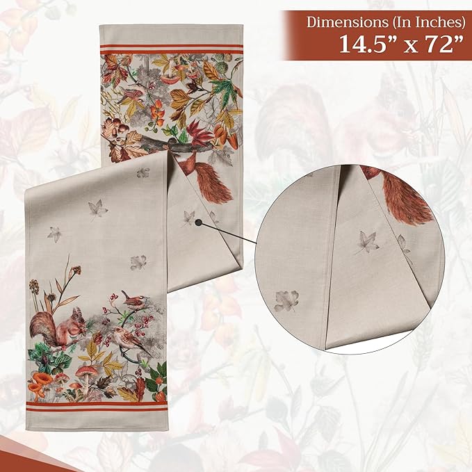 Maison d' Hermine Table Runner 100% Cotton Double Layer Table Runners 72 inches Long for Thanksgiving Christmas Decorations Home Kitchen Dining Party Wedding (Recolte, 14.5" x 72")