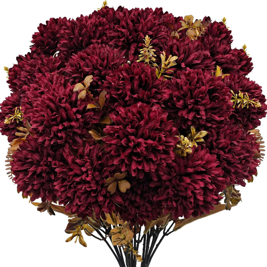 6 bundles artificial fall mums flowers fake silk, main product view