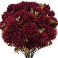 6 bundles artificial fall mums flowers fake silk, main product view