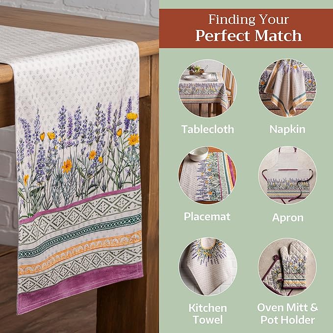 Maison d' Hermine Table Runner 100% Cotton Double Layer Table Runners 108 inches Long Decorative for Home Kitchen Dining Party Wedding Bridal Shower Spring Summer (Fanny Lavender, 14.50" x 108")
