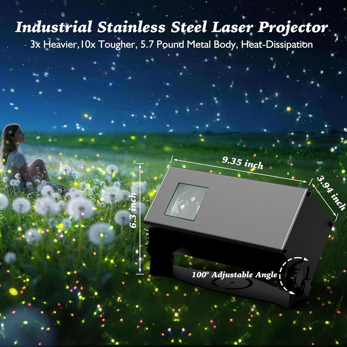 AIRIVO Outdoor Laser Lights Projector, 5 Color Motion Firefly Lights Star Sho...