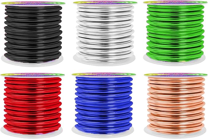 Mandala Crafts 8 Gauge Anodized Aluminum Craft Wire for Jewelry Making - 120 FT Colored Flexible Silver Copper True Blue Black Red Kelly Green Wire - Bendable for Bonsai Armature Crafting Sculpting
