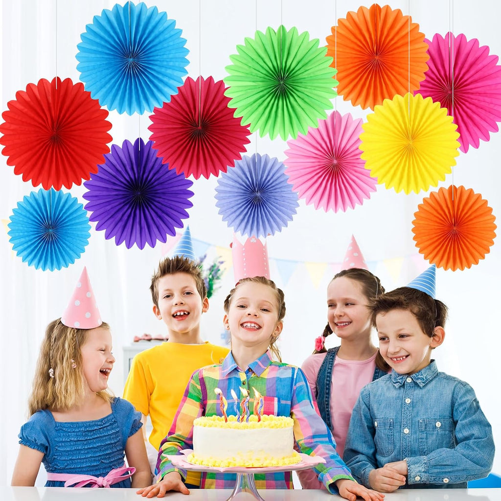 BestoFun 12PCS Paper Fans Mexican Party Decorations Tissue Paper Flowers Decorations Paper Fans Party Decorations for Girl Groovy Birthday Baby Shower Wedding Bachelorette Room Wall Hanging Décor