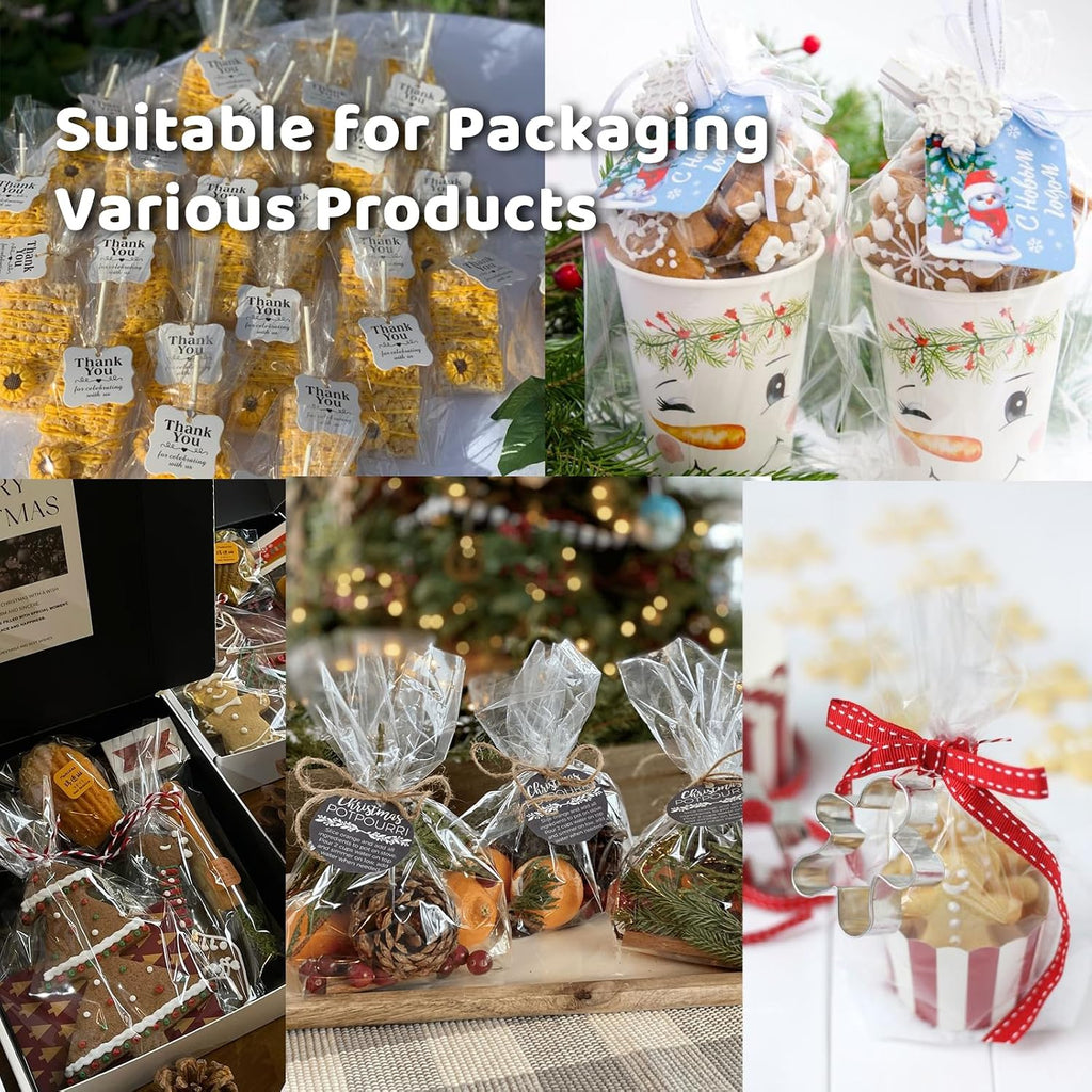 WIKDAY Cellophane Treat Bags with Ties 6x10 Inches 200 PCS Clear Plastic Gift Bags for Party Favor, Candy, Snack, Gift Giving, Packaging Products