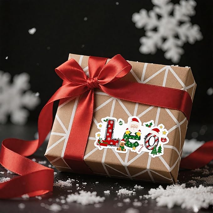 CALLIE Personalized Christmas Gift Tags with Name, Santa Claus Elk Design Waterproof Label Stickers for Wrapping Paper Presents, Christmas Decorations Gift Decor for Family Friend