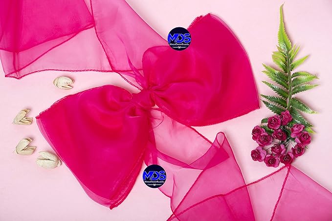 MDS Pack of 75 PCS Organza Chair Sashes Wider Dining Chair Bows Ribbon Tie Back for Wedding Party Birthday Bridal Shower Reception Event Banquet Home Chair Cover Decoration - Magenta