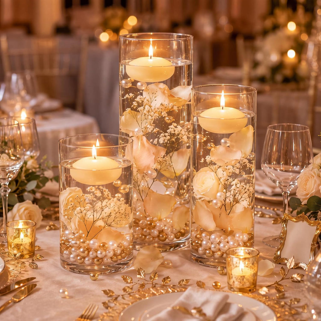 Treela 80 Pcs 1.73 Inch Unscented Floating Candles, Dripless Tealight Candles with 5 Hours Long Burning for Wedding Vases Centerpieces, Party Home Decorations(Ivory)