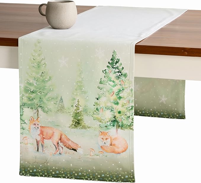 Maison d' Hermine Table Runner 100% Cotton Double Layer Table Runners 72 inches Long for Thanksgiving Christmas Decorations Home Kitchen Dining Party Wedding (Winter Mornings, 14.5" x 72")