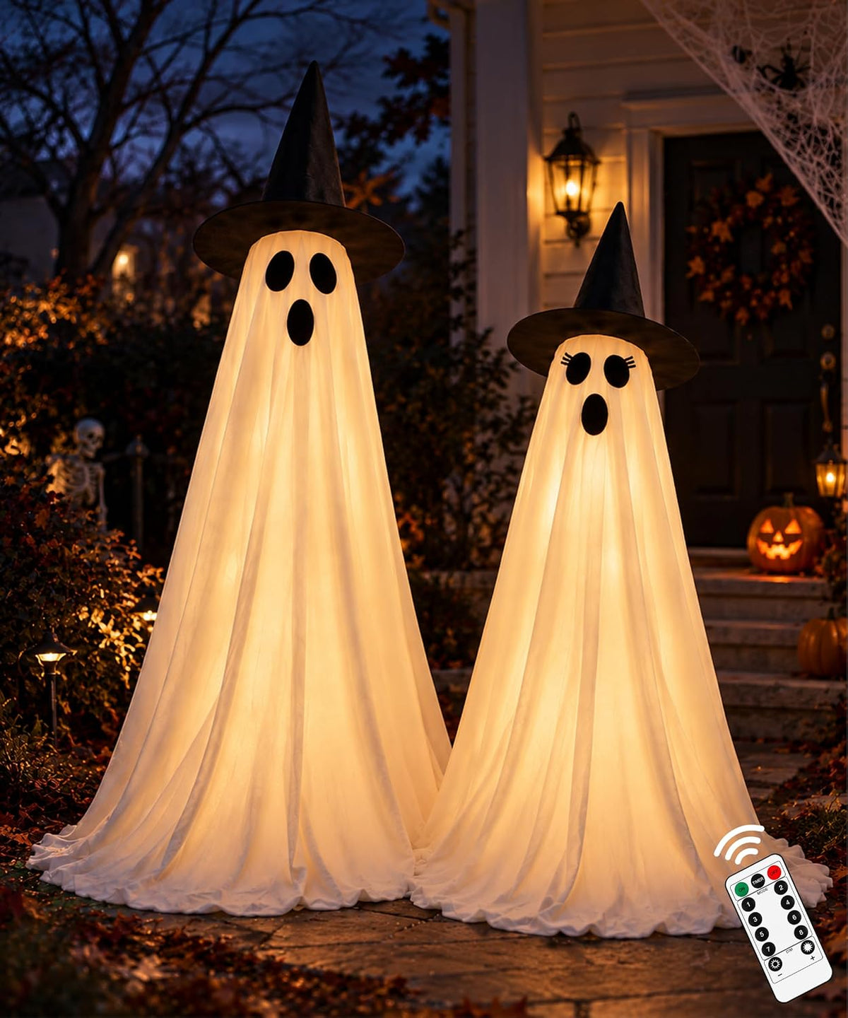 lighted halloween ghost decorations with remote & timer, main product view