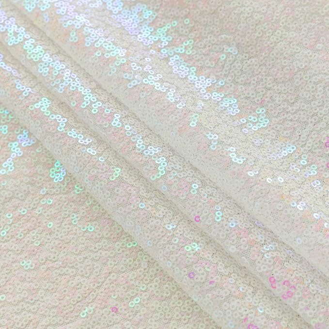 Sugargirl White Iridescent Sequin Backdrop Curtain 4 Panels 2FTx8FT Glitter White Iridescent Background Drapes Sparkle Photography Backdrop for Party Wedding Birthday Wall Decoration