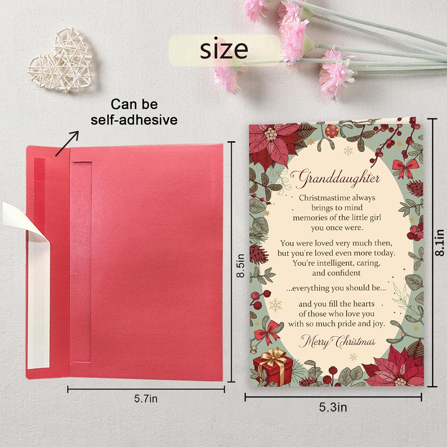 Heartfelt Granddaughter Christmas Card, Poem Christmas Card for Granddaughter, Xmas Gift from Grandma Grandpa