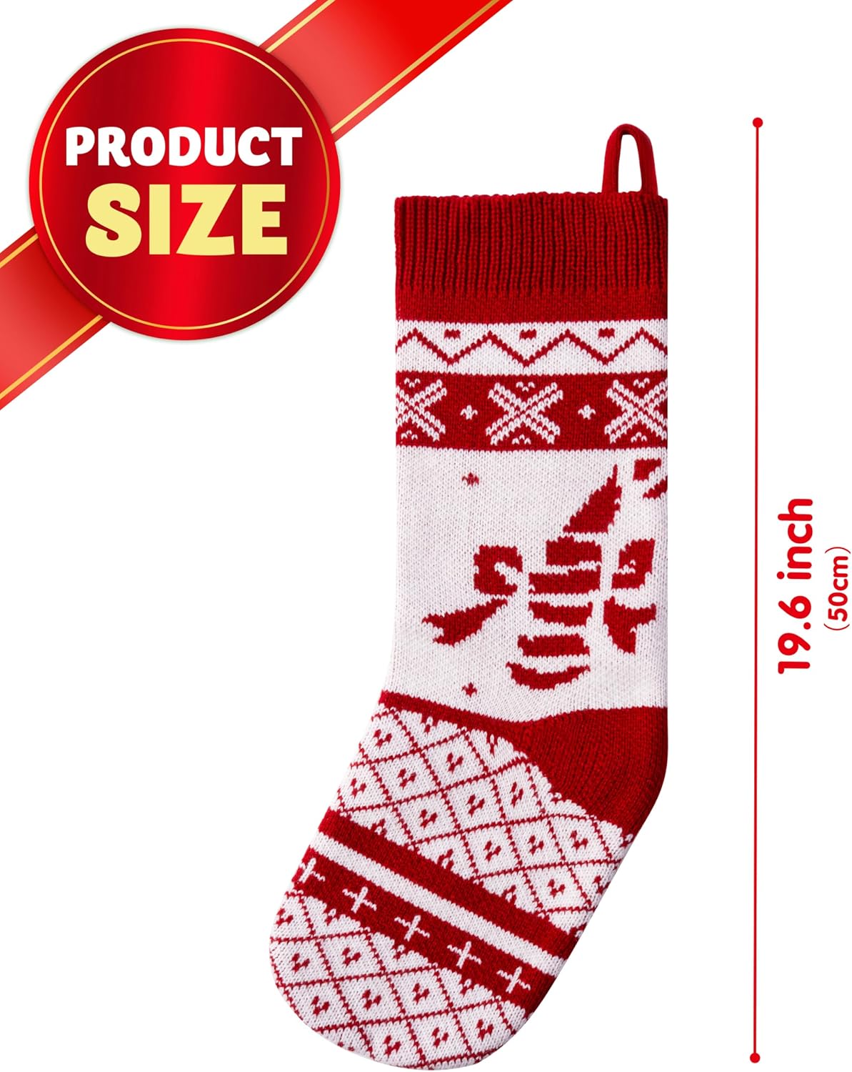 JOYIN 3 Pack 18" Knit Christmas Stockings, Burgundy/White Knitted Large Rustic Yarn Xmas Stockings, Snowflakes/Snowmen/Reindeers Character for Family Holiday Decorations, Wall, Staircase Decoration