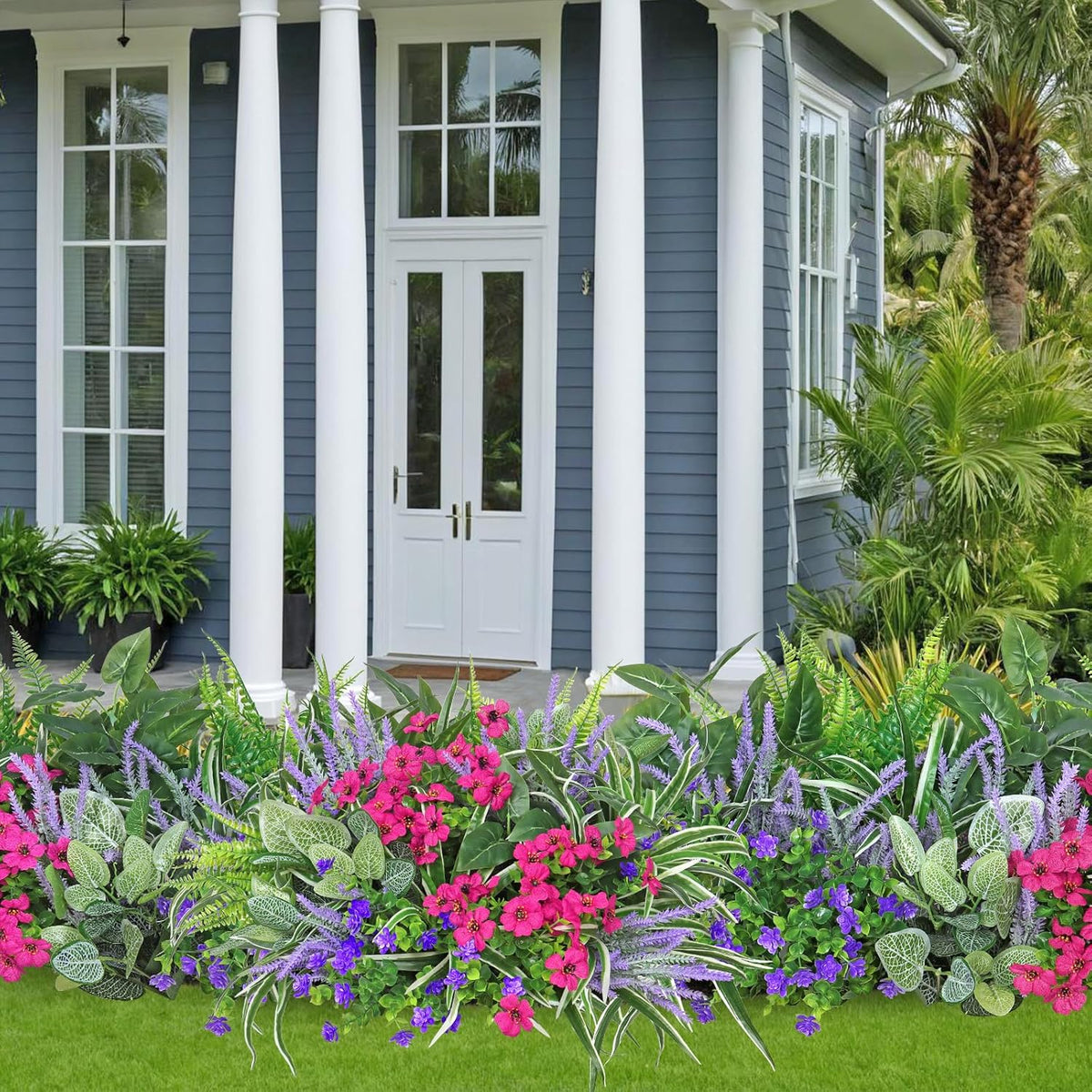 20 Bundles Artificial Plants Outdoor Fake Flowers Faux Greenery Stems