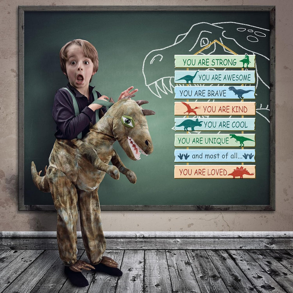 Rutiyoka Dinosaur Room Decor for Boys Bedroom Wall Dino Inspirational Art Kids Wood Decorations Little Boy Nursery Toddler Sign