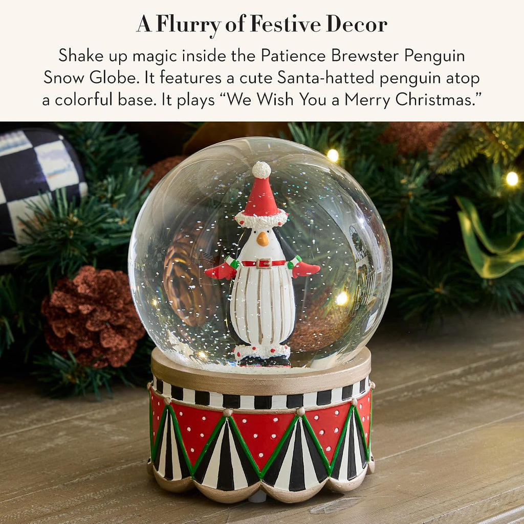 MACKENZIE-CHILDS Patience Brewster Penguin Snow Globe, Christmas Penguin Decor