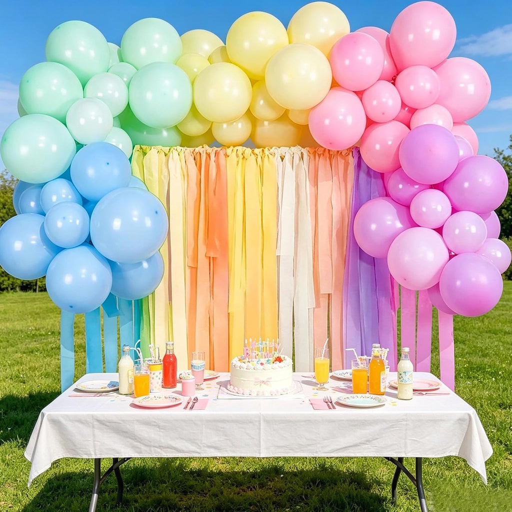 Pastel Crepe Paper Streamers 6 Rolls 492ft, Party Decorations for Birthday Wedding Baby Shower Bride Shower Halloween Christmas Holiday Decorations, 1.77Inch x 82ft/Roll