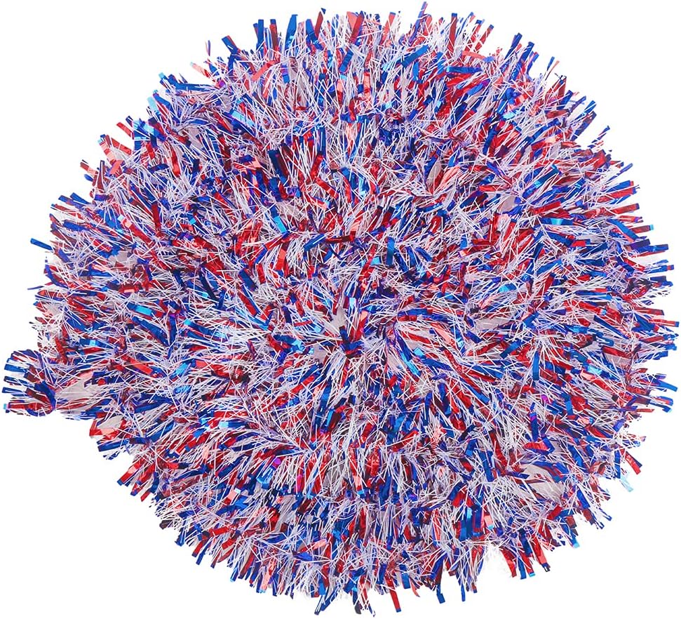 CCINEE 33ft Patriotic Tinsel Garland,Red White Blue Star Twisted Garland for 4th of July Party Independence Day Memorial Day Home Party Decoration