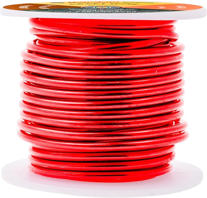 Mandala Crafts 8 Gauge Anodized Aluminum Craft Wire for Jewelry Making - 32 FT Colored Flexible Red Wire - Bendable for Bonsai Armature Crafting Sculpting