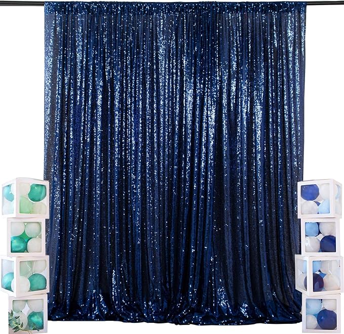 ShiDianYi 4FTX6FT-Navy Blue-Sequin Photo Backdrop, Wedding Photo Booth,Photography Background (Navy Blue)