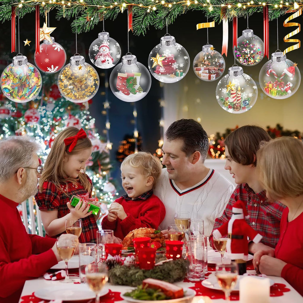 12 Pack Clear Plastic Fillable Ornament Ball 3.15''/80mm for Christmas,Holiday, Wedding,Home Decor