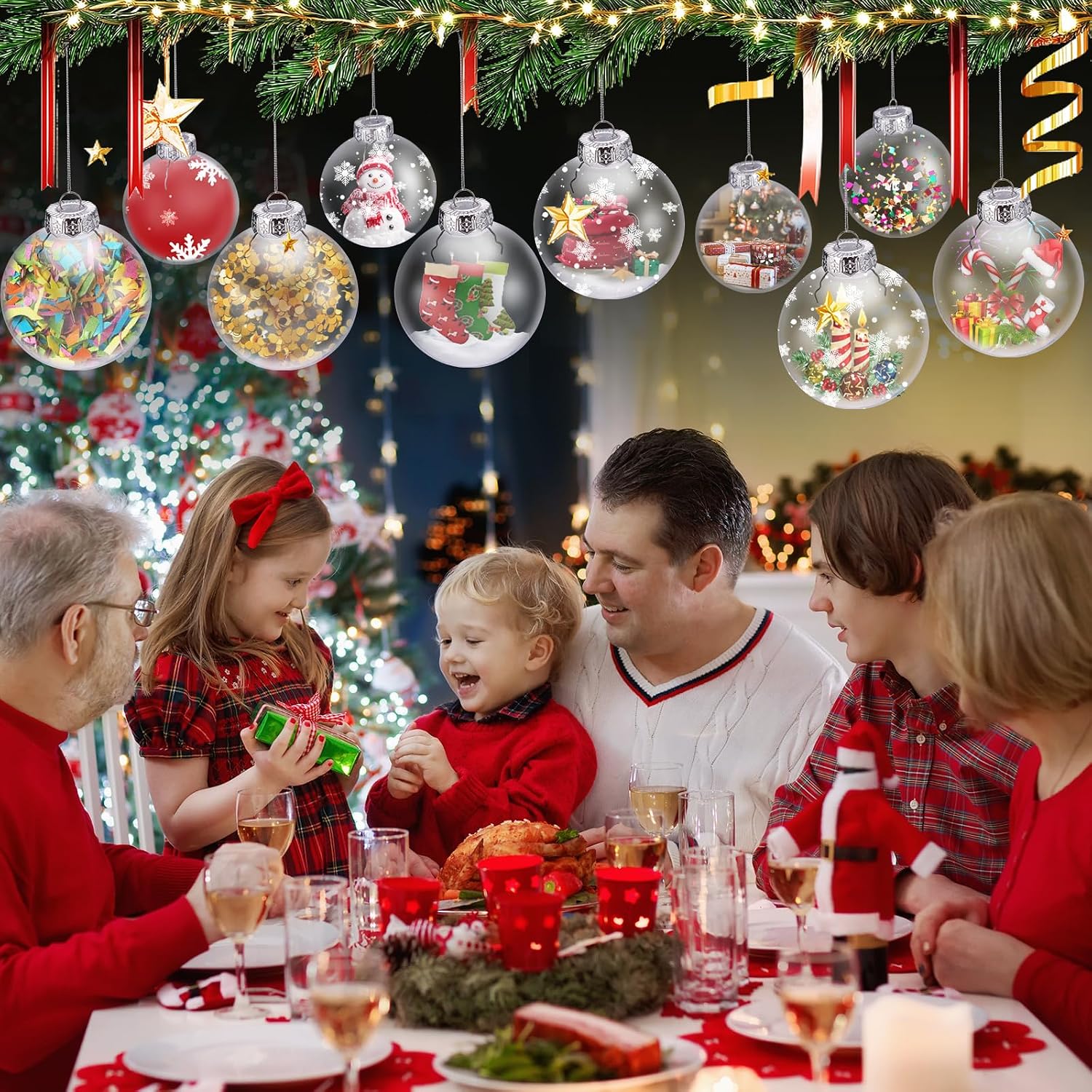 12 Pack Clear Plastic Fillable Ornament Ball 3.15''/80mm for Christmas,Holiday, Wedding,Home Decor