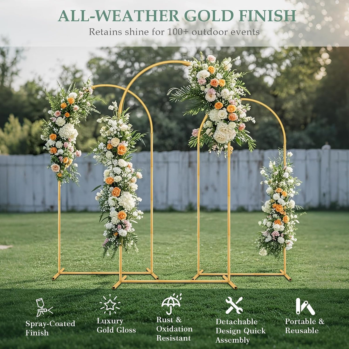 wellsign 7.2ft, 6.6ft, 6ft wedding balloon arch stand shown in use