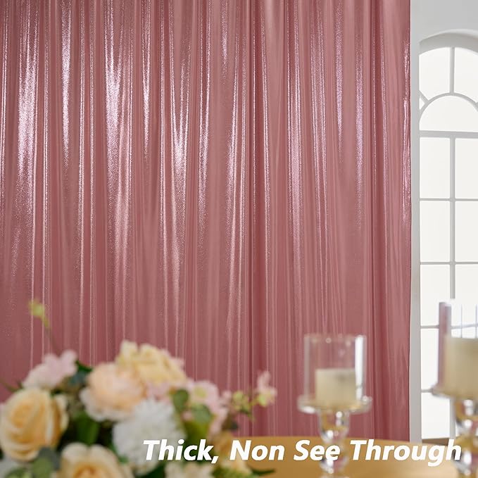20x10 ft Wrinkle Free Rose Gold Sequin Backdrop Curtain for Parties,Thick Not Fall-Off Glitter Backdrop Drapes,4 Panels 5x10ft Shimmer Photo Back Drop Cloth for Wedding Birthday Photography Background