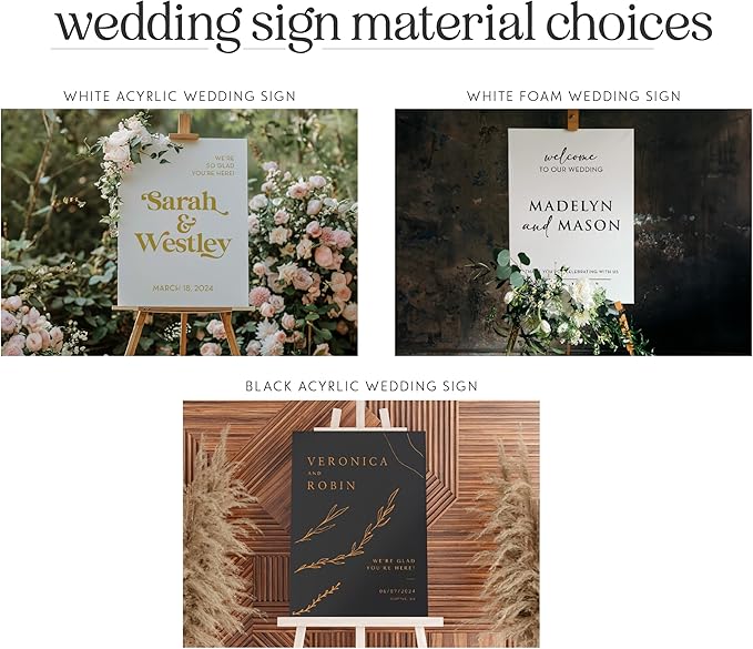 Personalized Wedding Welcome Sign, Customized White Acrylic Sign for Wedding, 3 Optional Sizes, 29 Design Colors - Wedding Plaque for Welcome Sign, Customizable Wedding Décor