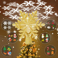 Christmas Tree Toppers Lighted with 6 Projection Modes, Christmas Snowflake Tree Topper with Built-in LED Rotating Lights, Gold 3D Glitter Projection for Xmas Party Holiday Decorations