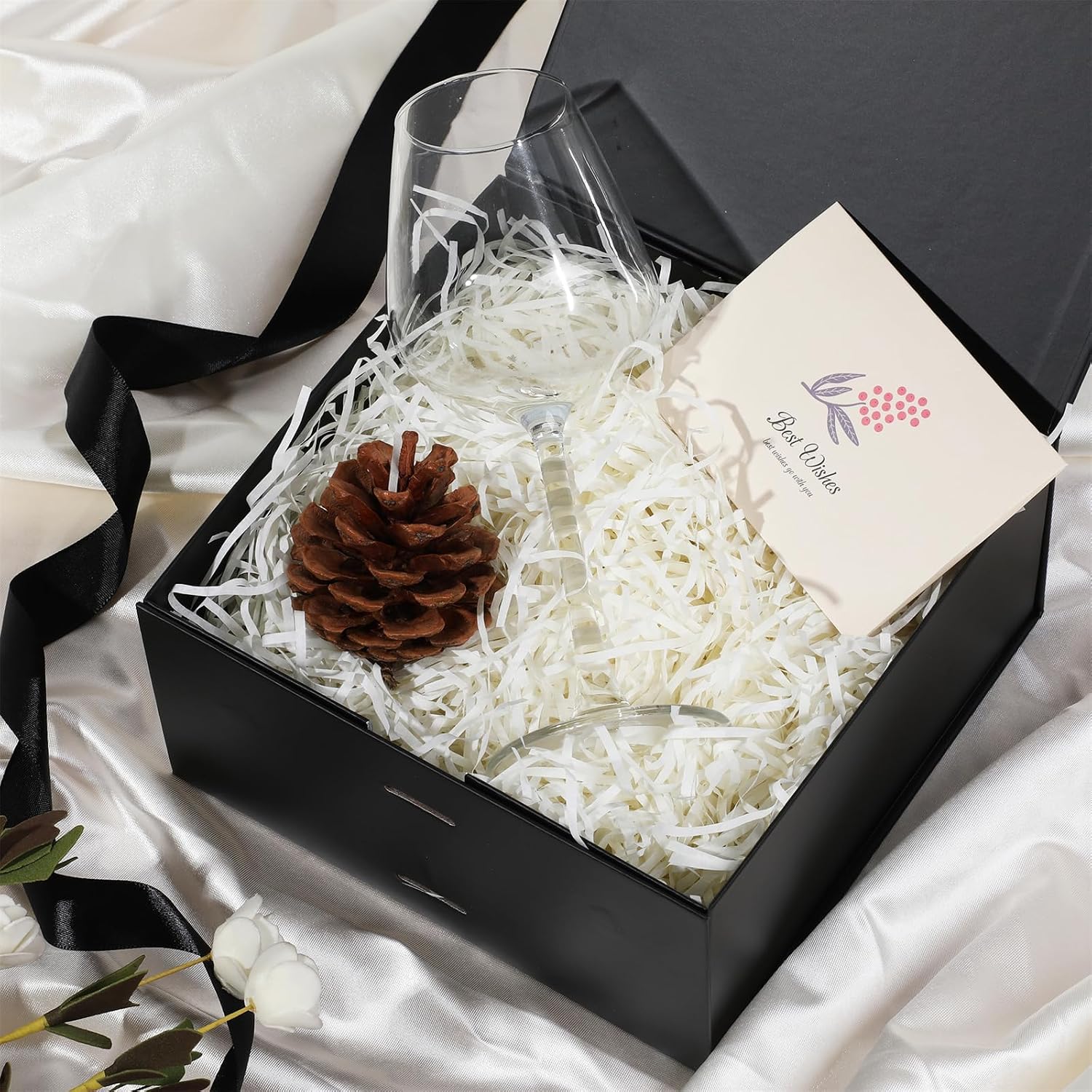 OEMVALATY Black Gift Box,6x6x3 Inches Gift Boxes with Lids for Presents with Magnetic Closure and Ribbon for Wedding,Storage,Birthday