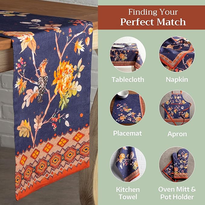 Maison d' Hermine Table Runner 100% Cotton Single Layer Table Runners 108 inches Long for Thanksgiving Christmas Decorations Home Kitchen Dining Party Wedding (Kelim - Infinity, 14.5" x 108")