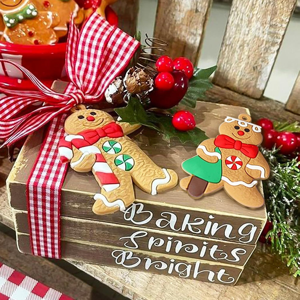 kockuu 12 Pcs Gingerbread Man Ornaments for Christmas Tree, Assorted Gingerbread Figurines Ornaments, Christmas Tree Hanging Decorations, 3 Inch Tall