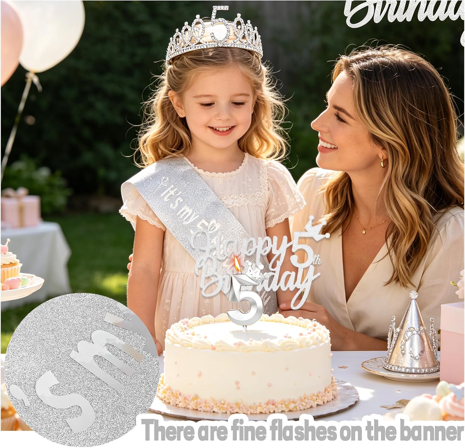 Silver Birthday Party Decorations Including Birthday Crown/Tiara, Sash, Number 9 Candle and Cake Toppers, 9 Year Old Birthday Gift Ideas