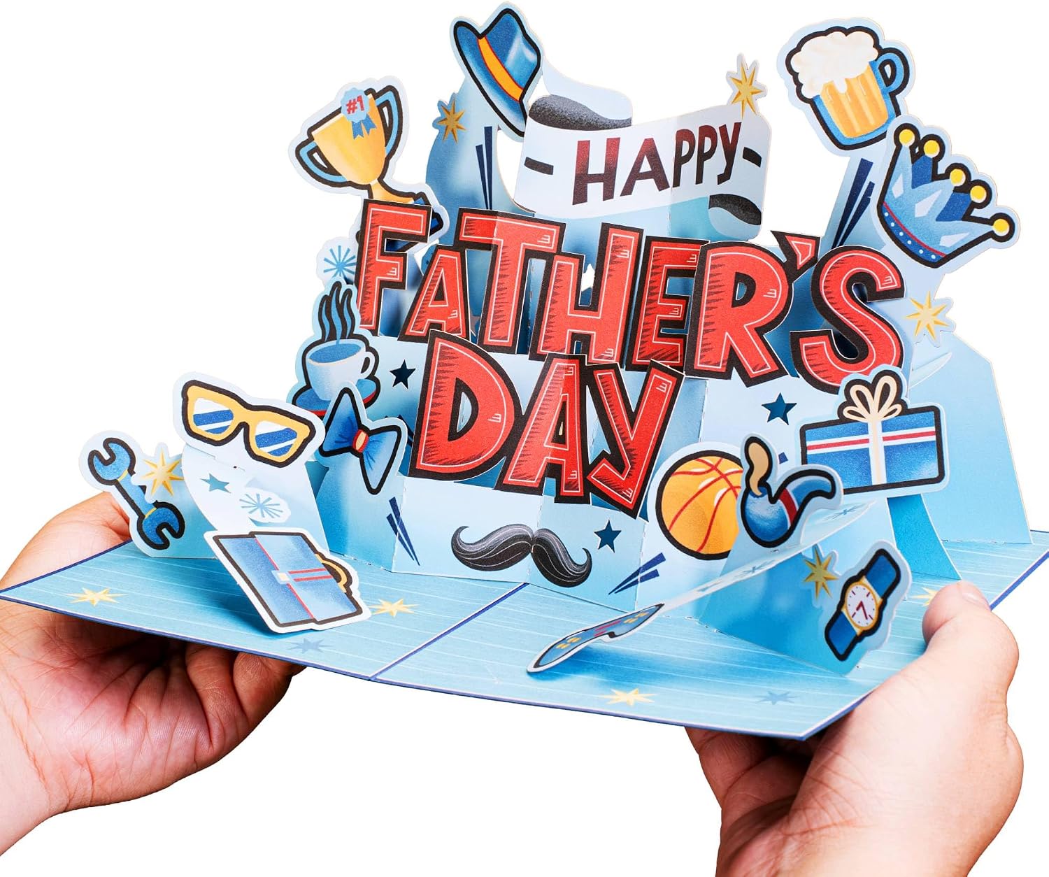 Paper Love 3D Pop Up Father's Day Card, To The Greatest DAD Ever, Gift for Dad, Husband, Son & Anyone, 5" x 7" Includes Envelope & Note Tag