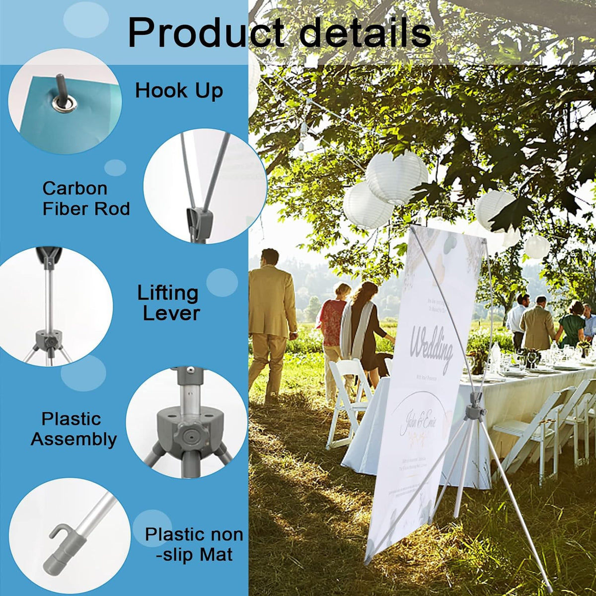 2 Pack X Frame Banner Stand Fits Any Banner Adjustable Size 23"X63"...