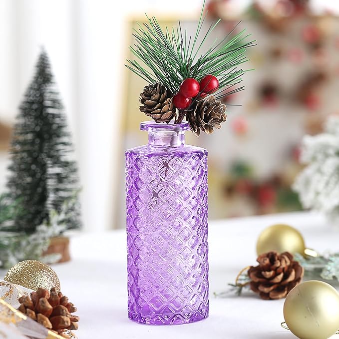 Bud Vases for Centerpieces Wedding,Flower Vases in Bulk for Rustic Home Decor,Small Vases for Wedding,Mother's Day,Graduation,Christmas,Birthday Party,Valentine's Day(Purple,15 Pcs)