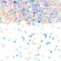 4000 Pcs Star Confetti, Glitter Confetti, Holographic Metallic Star Glitter, Holographic Moon for Party Decorations, Wedding, Birthday, Festival, DIY, Unicorn Theme, Silver, 10mm