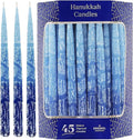 The Dreidel Company Hanukkah Candles Dripless Multi Blue Hued Frosted Deluxe Tapered Candles 1-Hour Burn Time Odorless 45 Candles for All Eight Nights of Hanukkah
