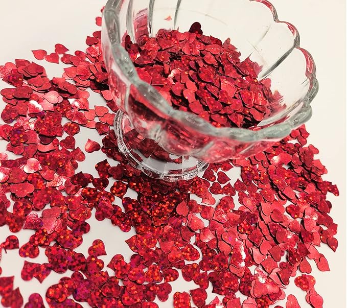 4000Pcs Hearts Shape Glitter Cute Sprinkle Party Confetti Table Decoration for Valentine's Day, Celebration, Wedding, Engagement Supplies (Red Hearts)