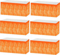 6 Pack 29x108 Inch Metallic Foil Fringe Tinsel Table Skirts Banner for Rectangle Tables Streamer Garland Curtains Backdrop for Wedding, Birthday, Parade Floats, Christmas Party Decoration(Orange)
