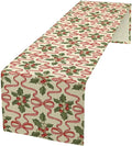 Christmas Table Runner,Xmas Holiday Bowknot Decor Table Cloth Kitchen Dining Table Decoration for Home Party Decor 13x60 Inch