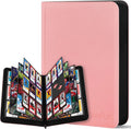 30 Pack 9 Pocket Card Binder, Premium Zip Trading Card Binder, 540 Large Capacity Side-Loading Card Storage Album, PU Card Collection Binder for Gifts, TCG, MTG, Baseball Football Sport Cards, Pink