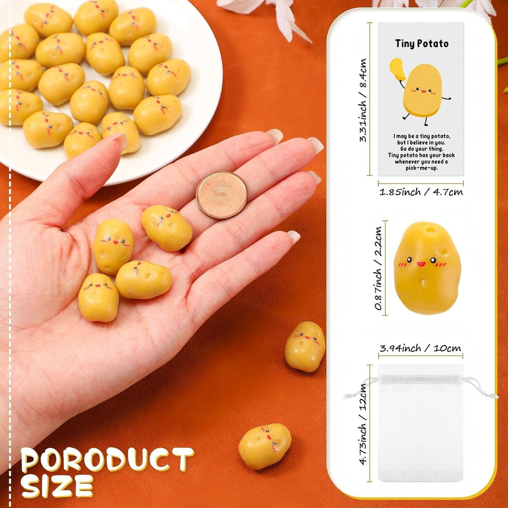 Huwena 100 Sets Mini Potato Employee Appreciation Gift Bulk Resin Cute Inspirational Potato with Funny Card and Bag Positive Back to School Gifts for Student Teacher Coworkers Staff Team Nurse