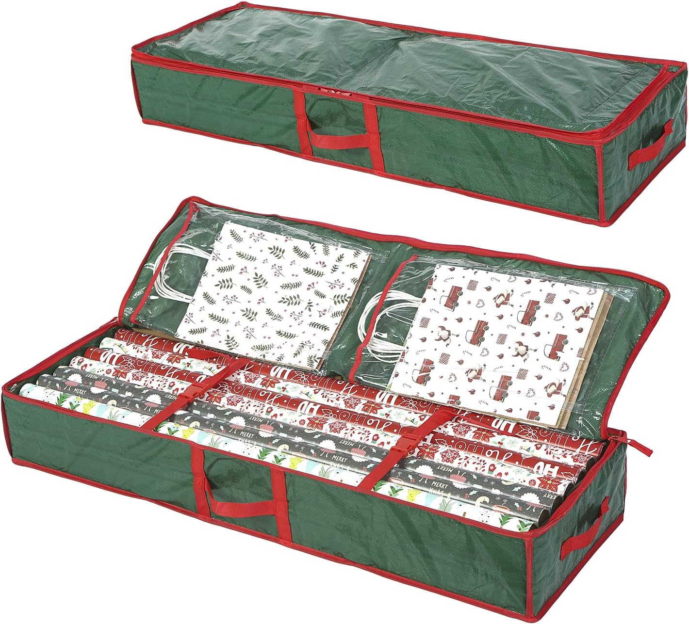 Sattiyrch Underbed Gift Wrap Organizer,Gift Wrapping Paper Storage Container,Holds up to 20 Rolls,41"W x 14"D x 5.5"H (Green)
