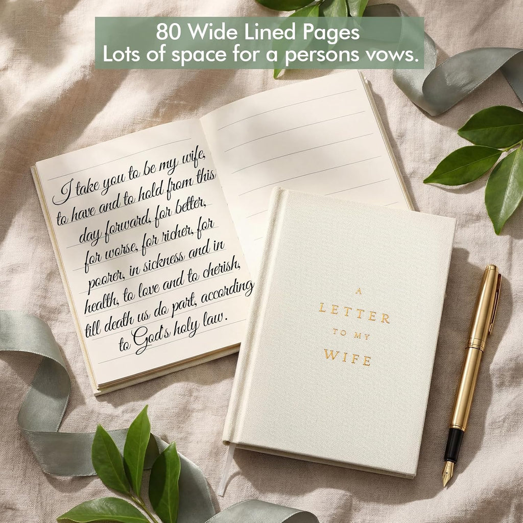 Set of 2 Wedding Vow Books His and Hers Wedding Vow Books Registry Gifts Idea for Bride Groom Gold Foil 80 Lined Pages Engagement Gift Essentials for Guest Newly Engaged Couple(Ivory)