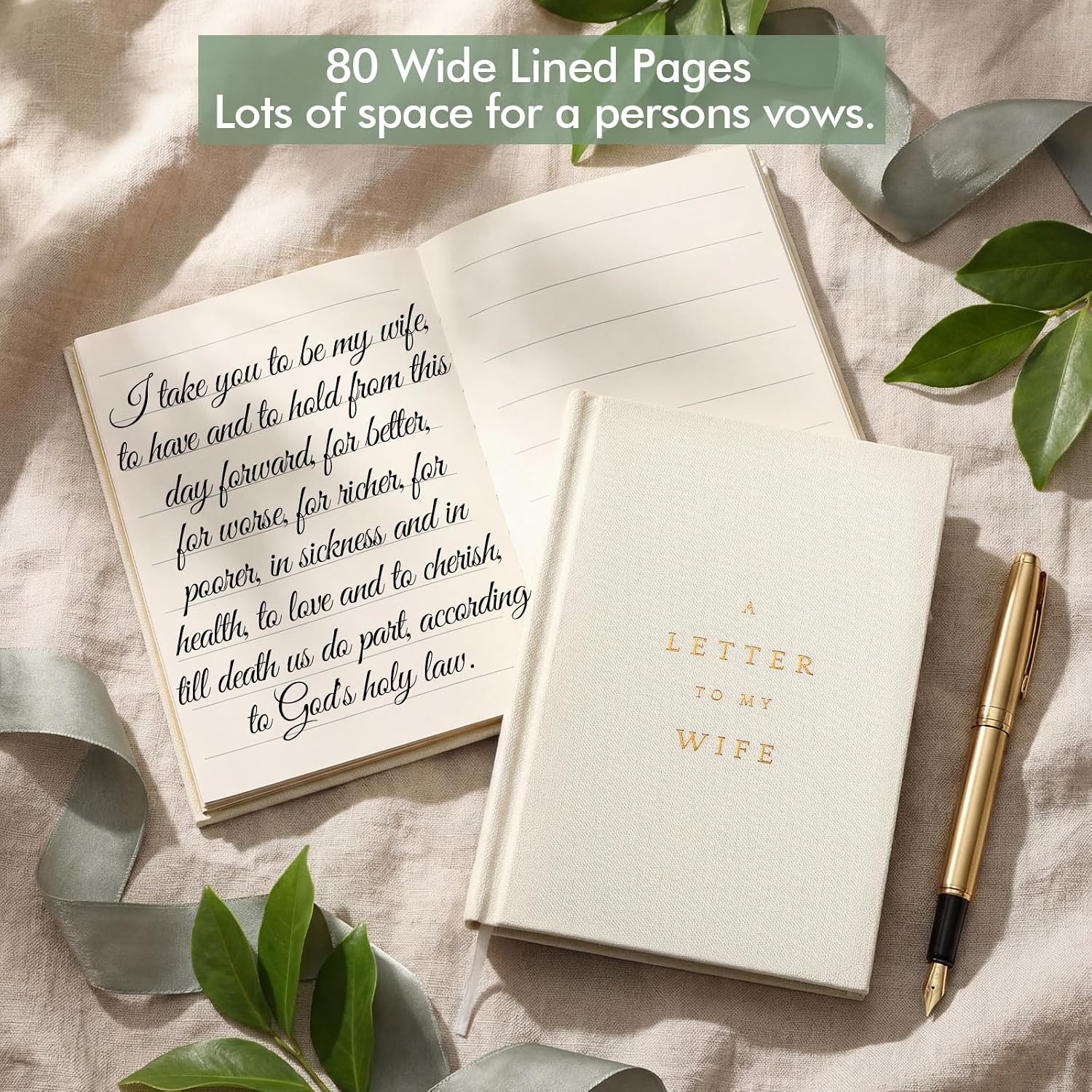 Set of 2 Wedding Vow Books His and Hers Wedding Vow Books Registry Gifts Idea for Bride Groom Gold Foil 80 Lined Pages Engagement Gift Essentials for Guest Newly Engaged Couple(Ivory)