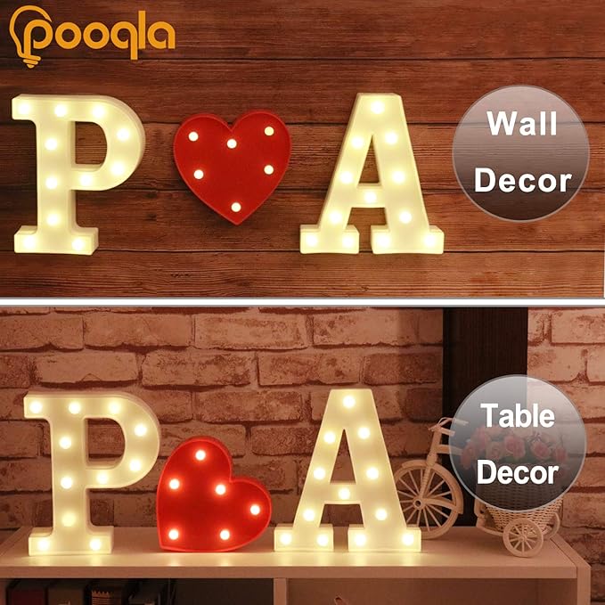 Pooqla LED Marquee Letter Lights Sign, Light Up Alphabet Letter for Home Party Wedding Decoration F